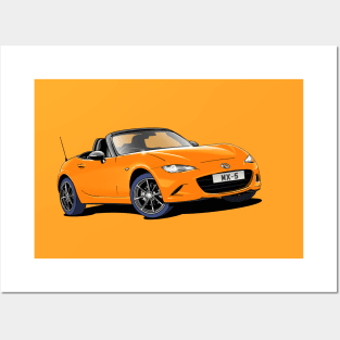 Mazda MX-5 in orange Posters and Art